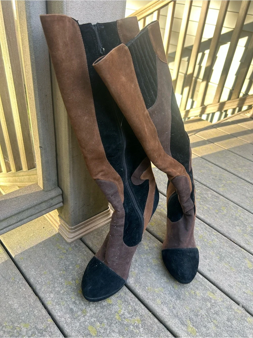 70’s Style Patchwork Knee Boots